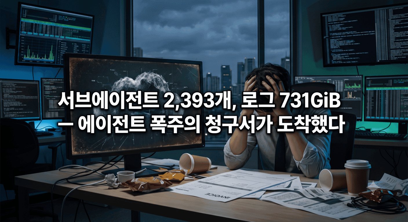 서브에이전트 2,393개, 로그 731GiB — 에이전트 폭주의 청구서가 도착했다