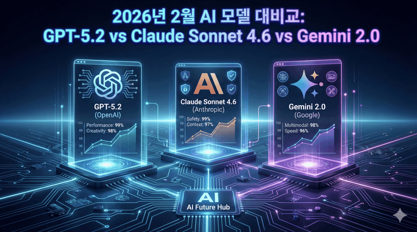 2026년 2월 AI 모델 대비교: GPT-5.2 vs Claude Sonnet 4.6 vs Gemini 2.0