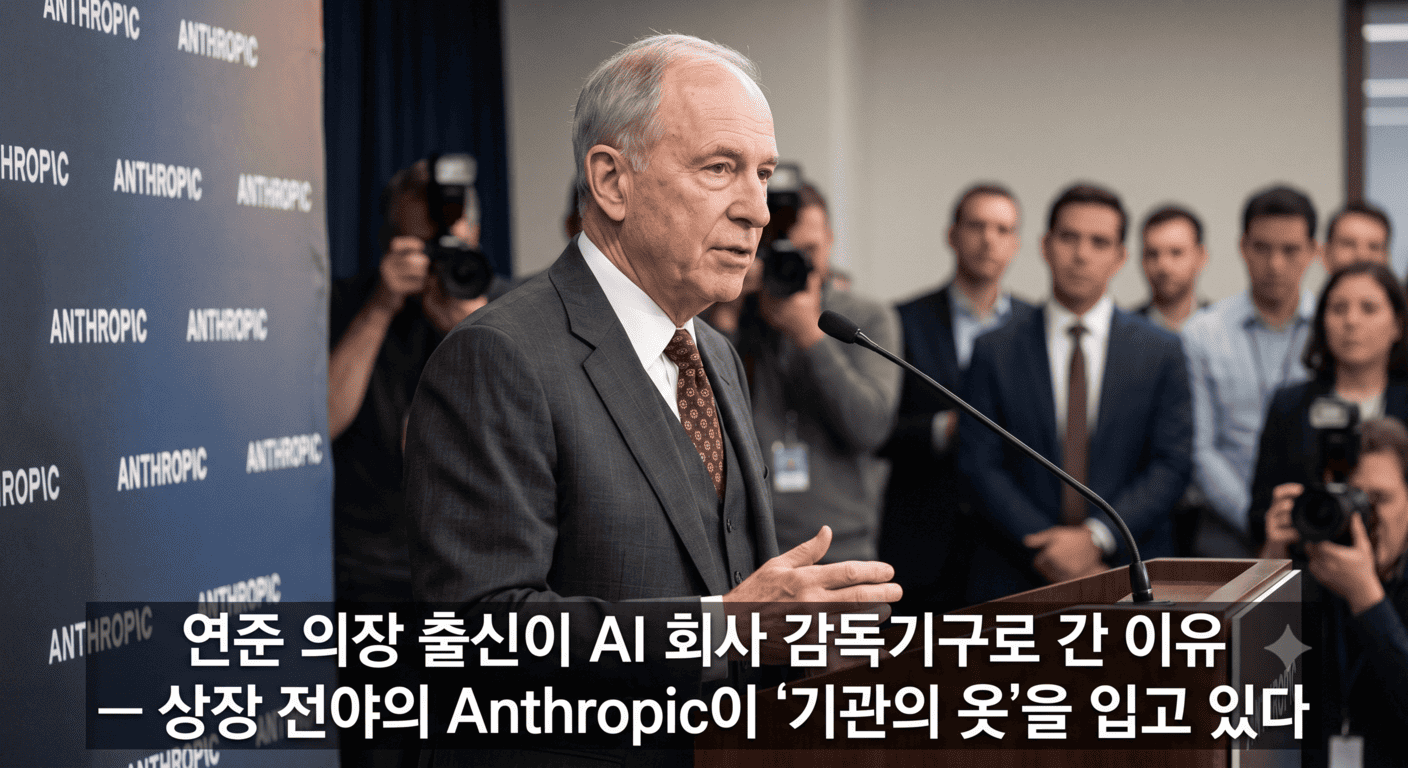 연준 의장 출신이 AI 회사 감독기구로 간 이유 — 상장 전야의 Anthropic이 '기관의 옷'을 입고 있다