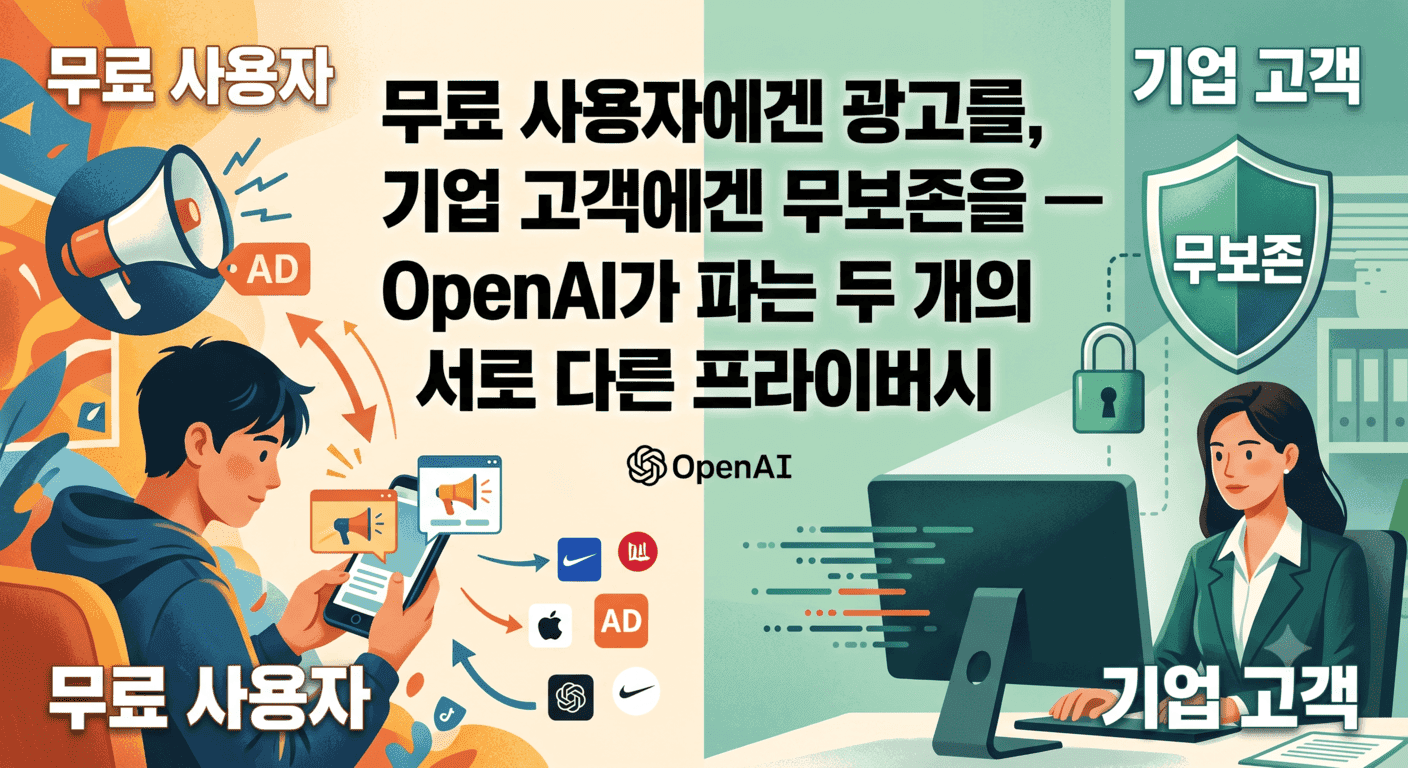 무료 사용자에겐 광고를, 기업 고객에겐 무보존을 — OpenAI가 파는 두 개의 서로 다른 프라이버시