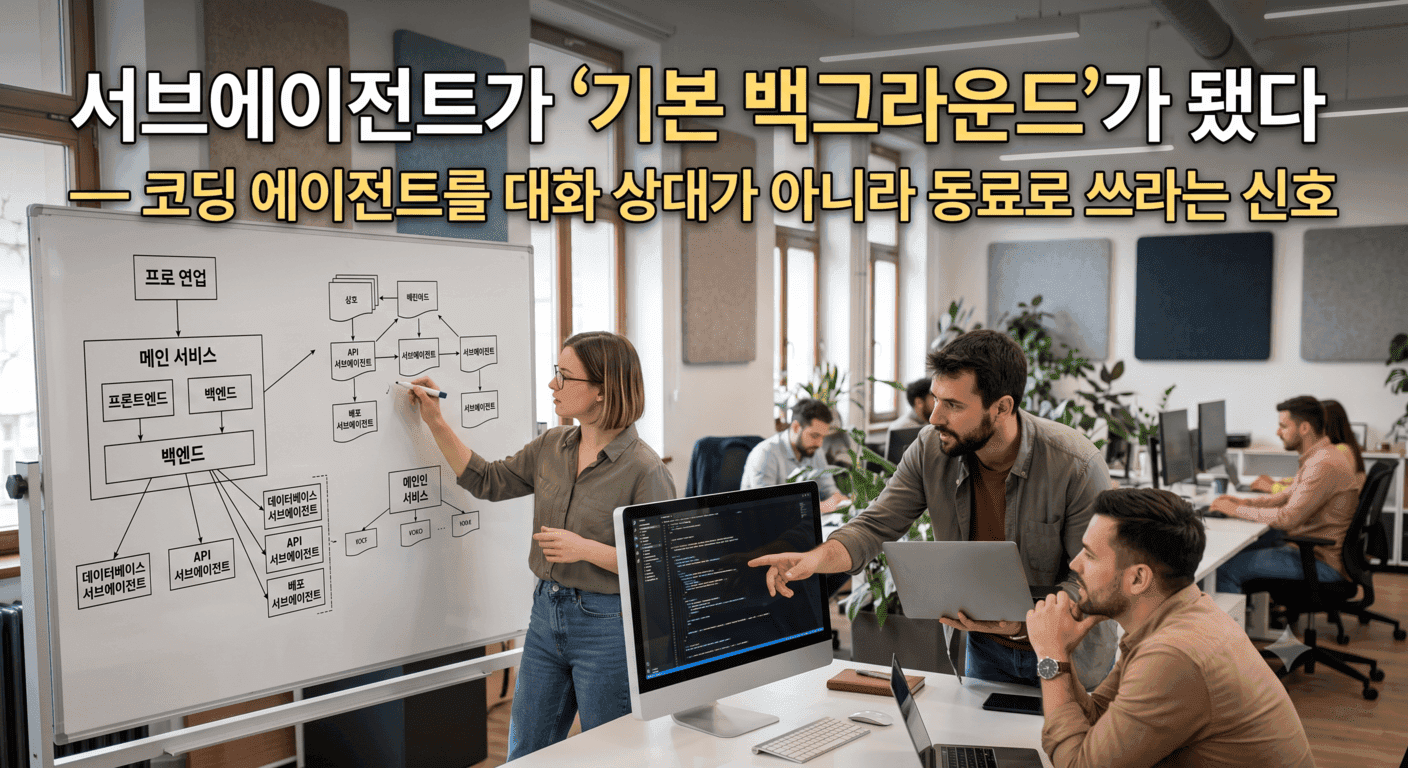 서브에이전트가 '기본 백그라운드'가 됐다 — 코딩 에이전트를 대화 상대가 아니라 동료로 쓰라는 신호
