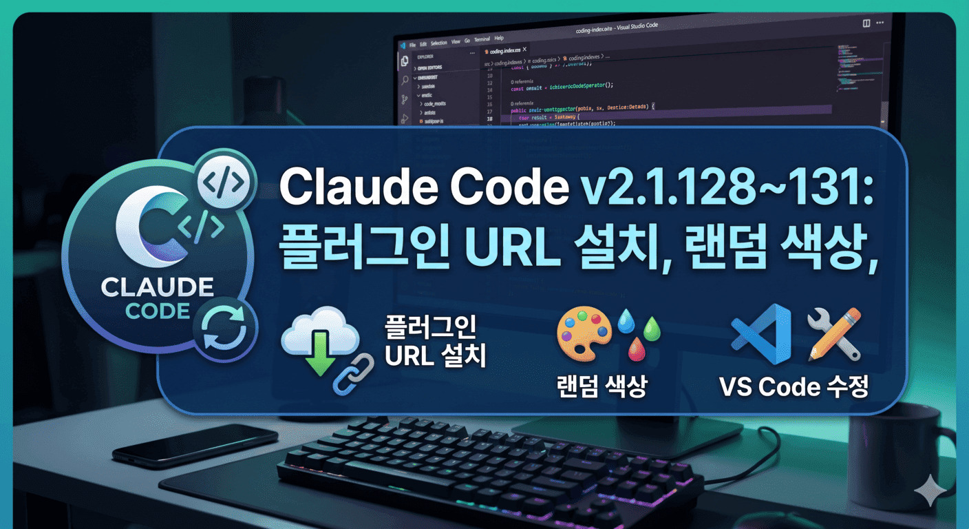 Claude Code v2.1.128~131: 플러그인 URL 설치, 랜덤 색상, VS Code 수정까지