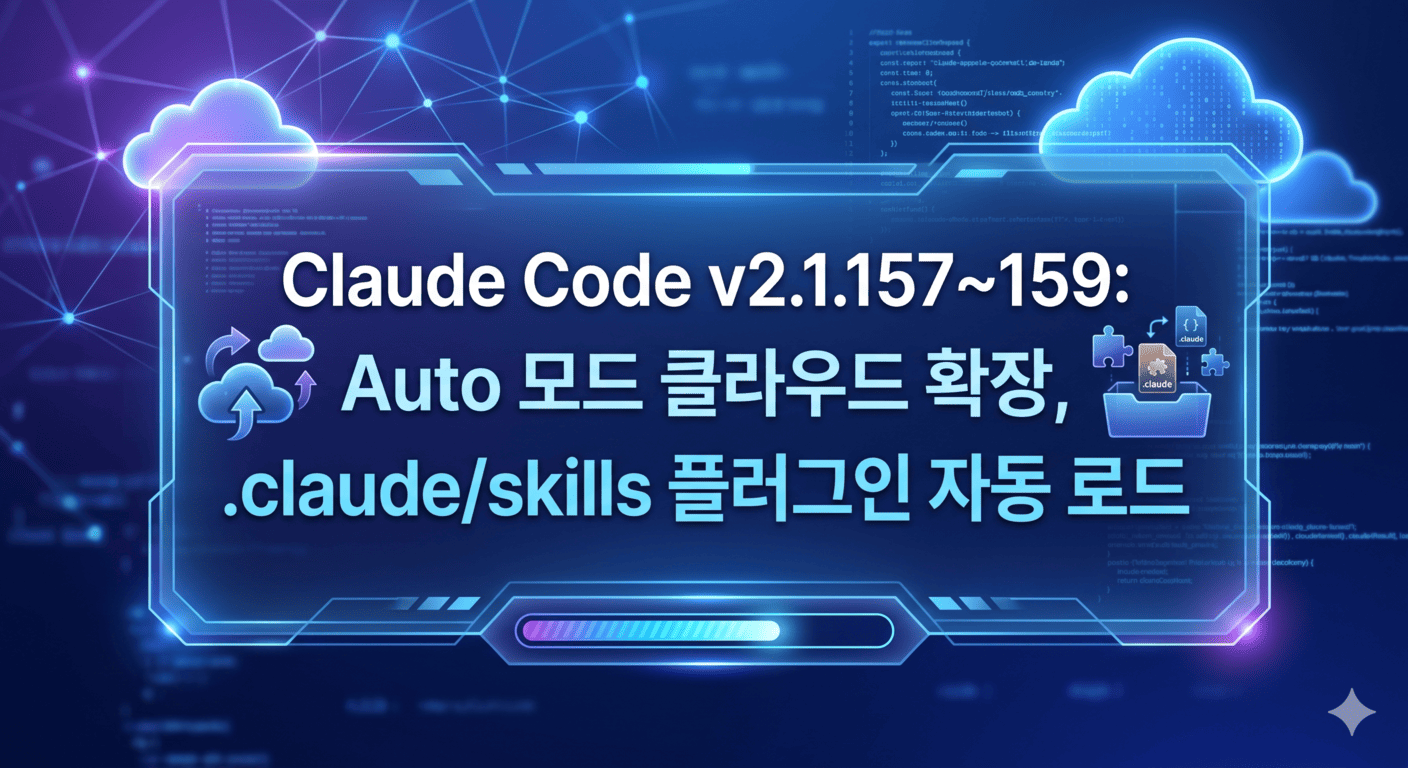 Claude Code v2.1.157~159: Auto 모드 클라우드 확장, .claude/skills 플러그인 자동 로드