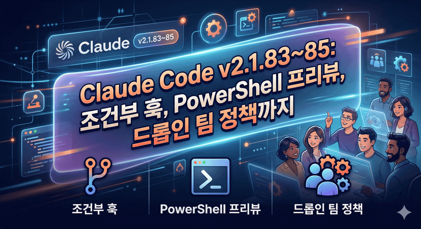 Claude Code v2.1.83~85: 조건부 훅, PowerShell 프리뷰, 드롭인 팀 정책까지