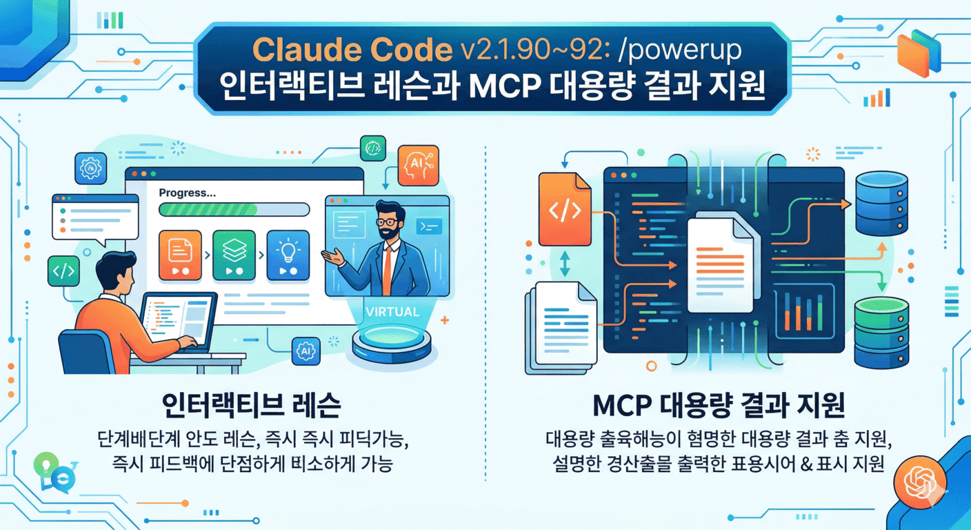 Claude Code v2.1.90~92: /powerup 인터랙티브 레슨과 MCP 대용량 결과 지원