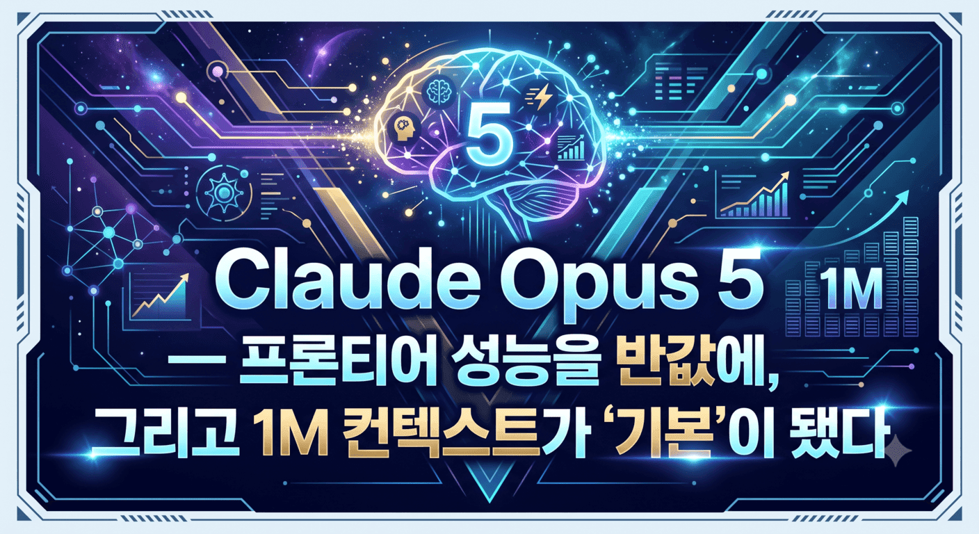 Claude Opus 5 — 프론티어 성능을 반값에, 그리고 1M 컨텍스트가 '기본'이 됐다
