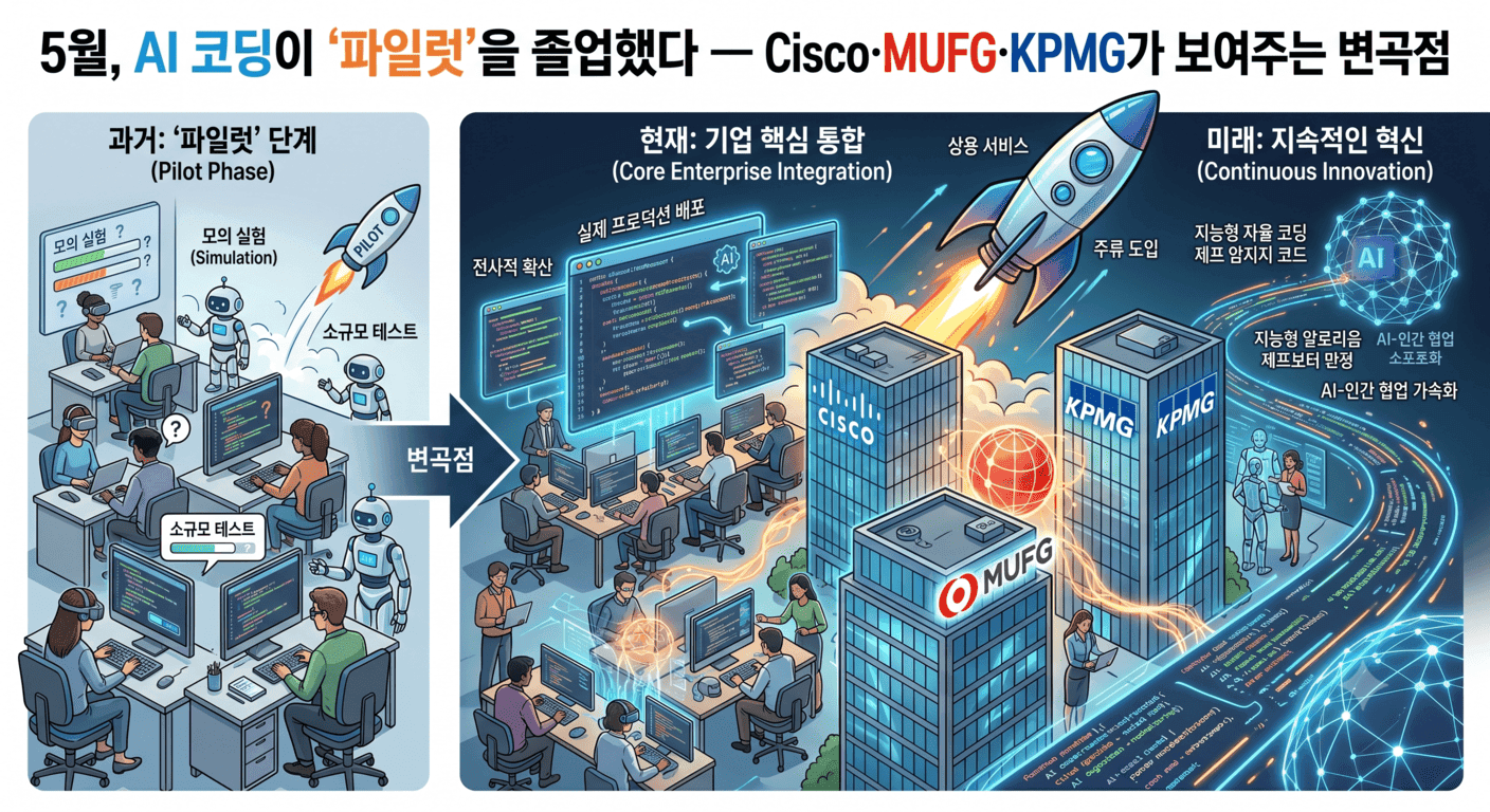5월, AI 코딩이 '파일럿'을 졸업했다 — Cisco·MUFG·KPMG가 보여주는 변곡점