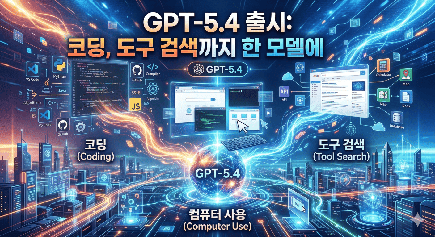 GPT-5.4 출시: 코딩, 컴퓨터 사용, 도구 검색까지 한 모델에