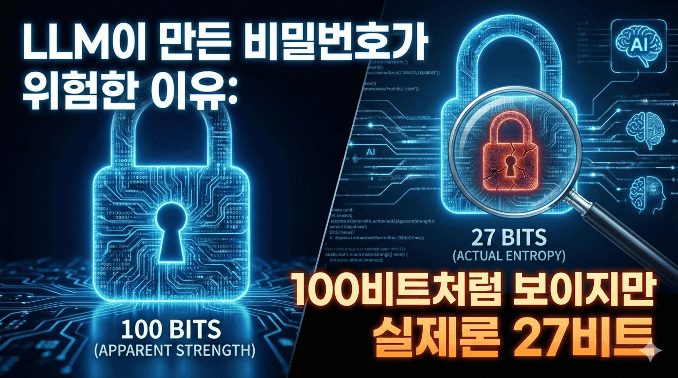 LLM이 만든 비밀번호가 위험한 이유: 100비트처럼 보이지만 실제론 27비트
