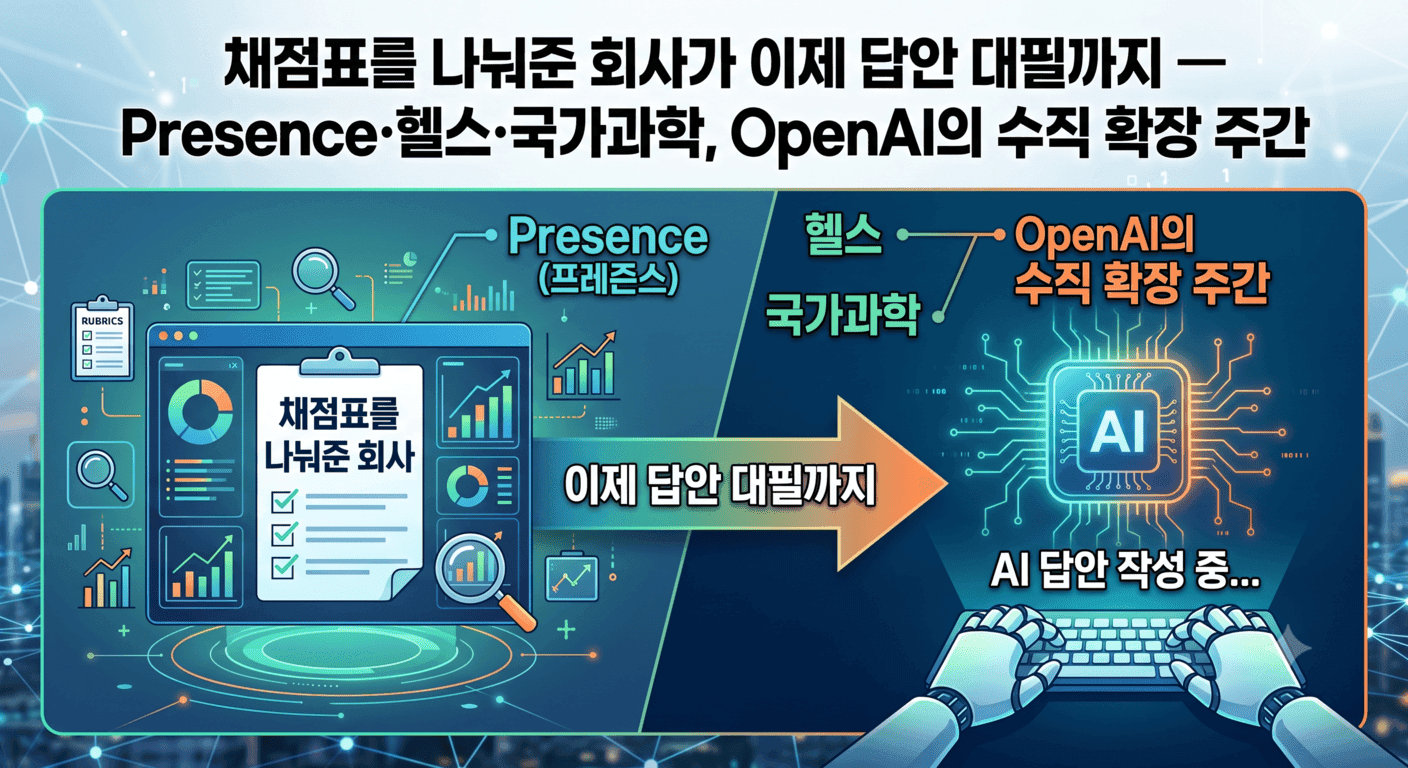 채점표를 나눠준 회사가 이제 답안 대필까지 — Presence·헬스·국가과학, OpenAI의 수직 확장 주간