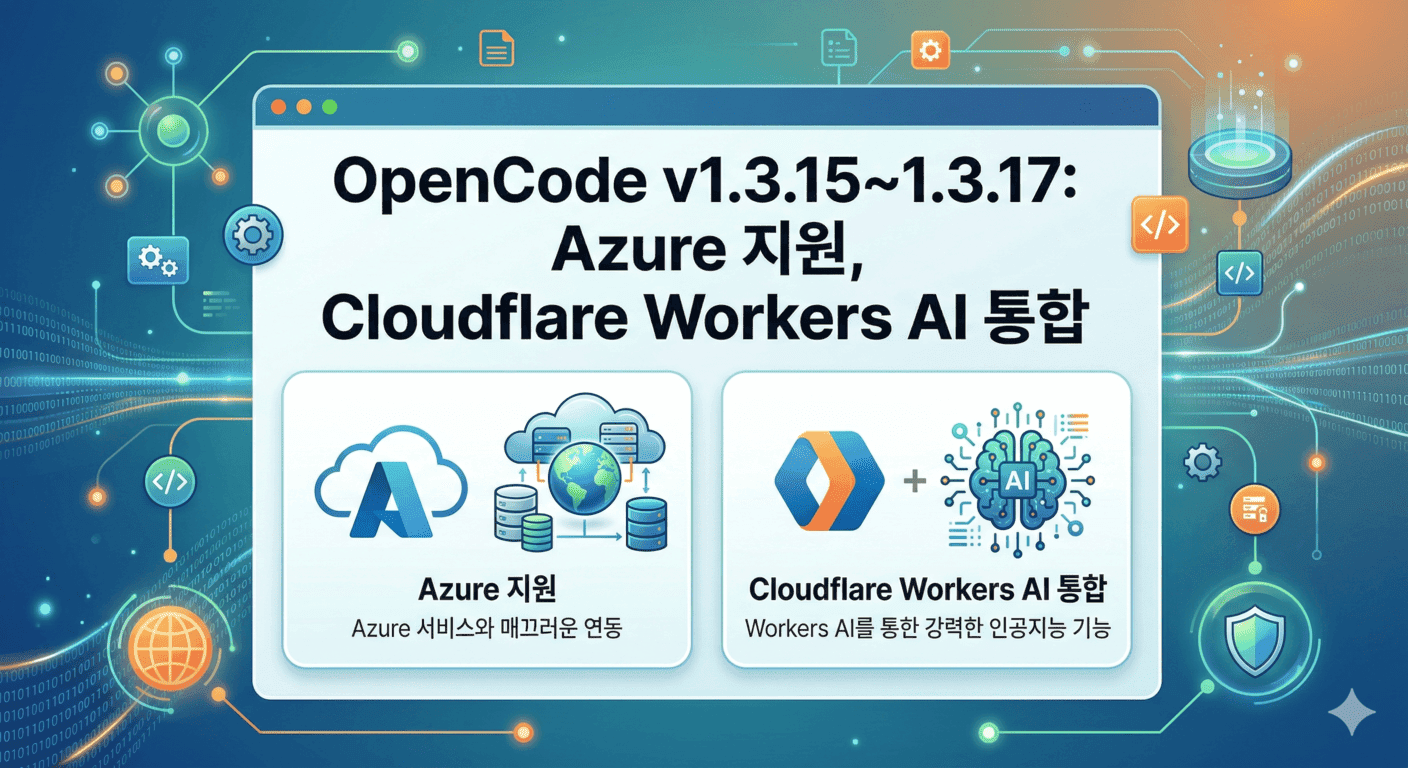 OpenCode v1.3.15~1.3.17: Azure 지원, Cloudflare Workers AI 통합