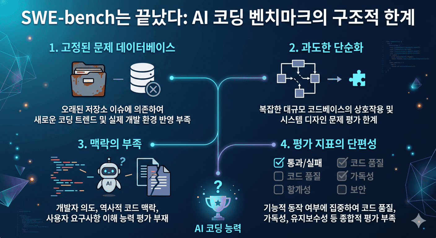 SWE-bench는 끝났다: AI 코딩 벤치마크의 구조적 한계