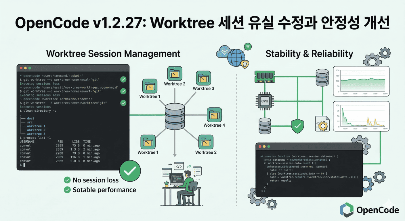 OpenCode v1.2.27: Worktree 세션 유실 수정과 안정성 개선 | Tom's Blog